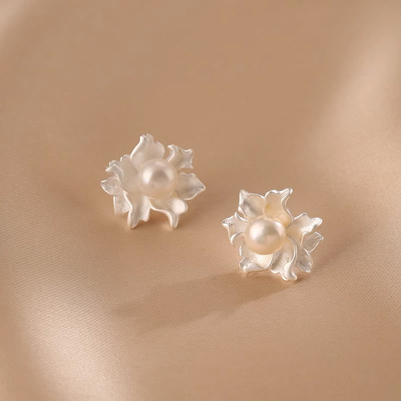 Blume Ohrringe Perlen Kupfer silberfarben Boho Schmuck spirituell Ohrstecker