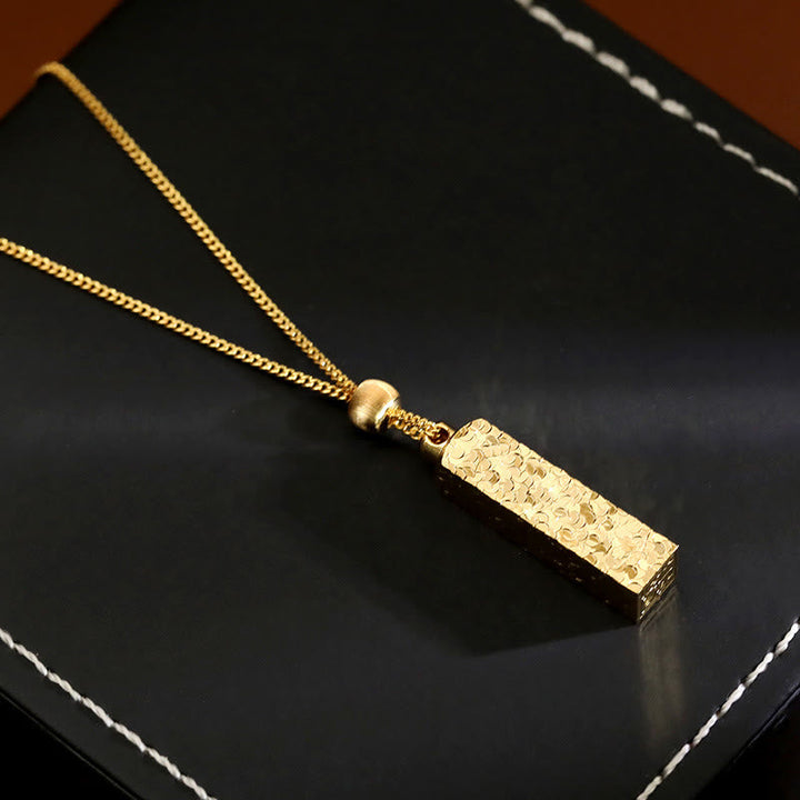 Goldene Buddha Anhänger Kette Rechteck mit Glück Ornament