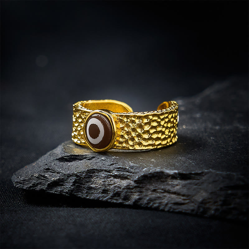 Kupfer Ring mit DZI Perle Wohlstand Reichtum Glück Schutz