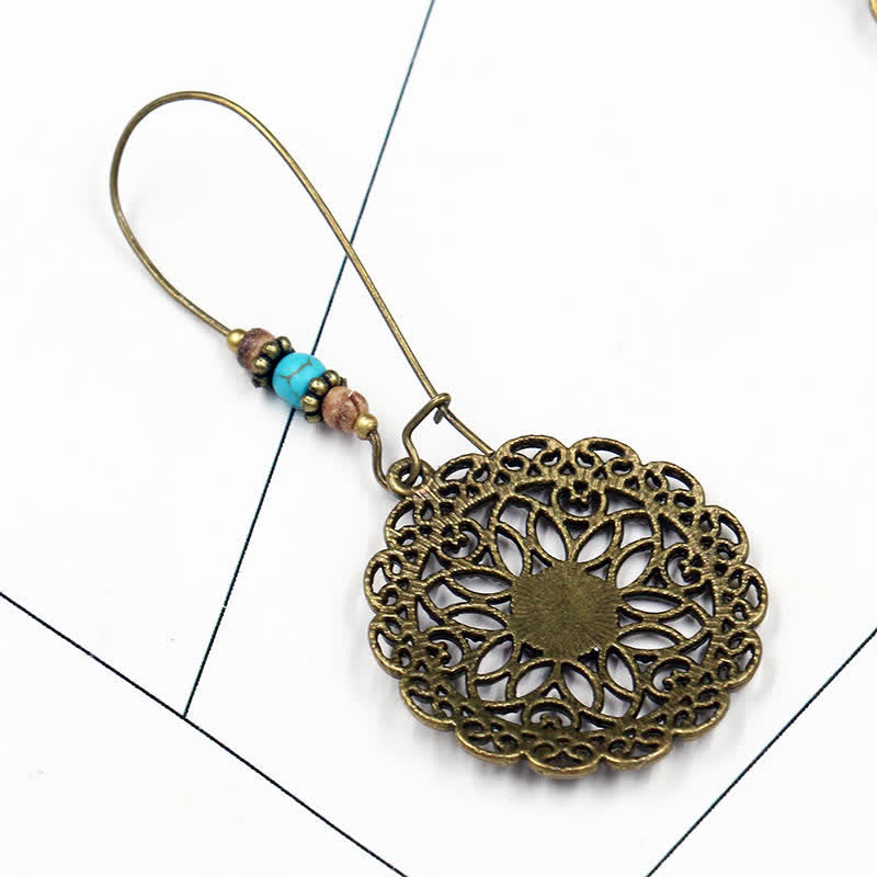 Ohrringe Kupfer Blume Türkis Boho Schmuck spirituell Ohrhänger Mandala