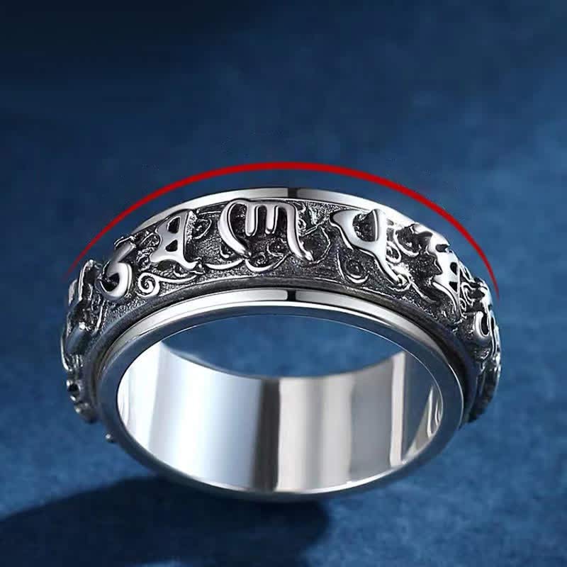Ring Kupfer Sechs Wahrheitsworte – Heilung mit eingraviertem Sanskrit Design Fengshui