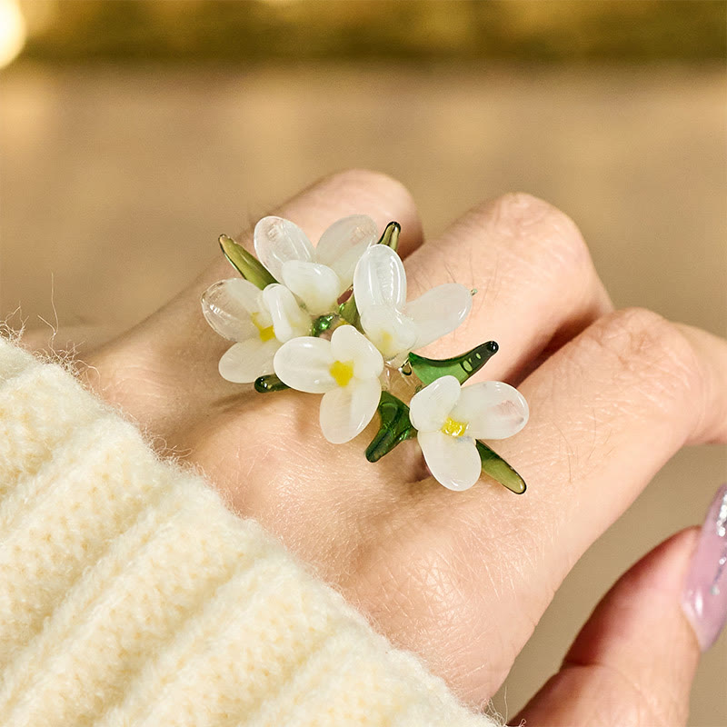 Ring Liuli Birnblüte – Weisheit White Pear Blossom(Color Shape and Size May vary)