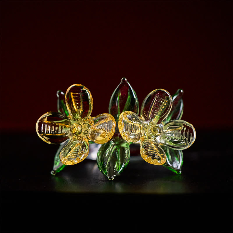 Ring Liuli Osmanthusblüte – Weisheit vergoldeter Kristallstein Fingerring Schmuck