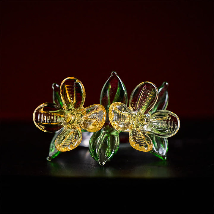 Ring Liuli Osmanthusblüte – Weisheit vergoldeter Kristallstein Fingerring Schmuck