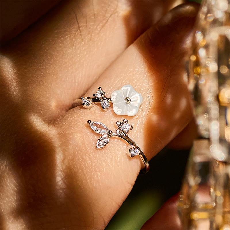 Ring Kupfer Weiße Blume Heilung Kristall Fengshui Schutz Glück