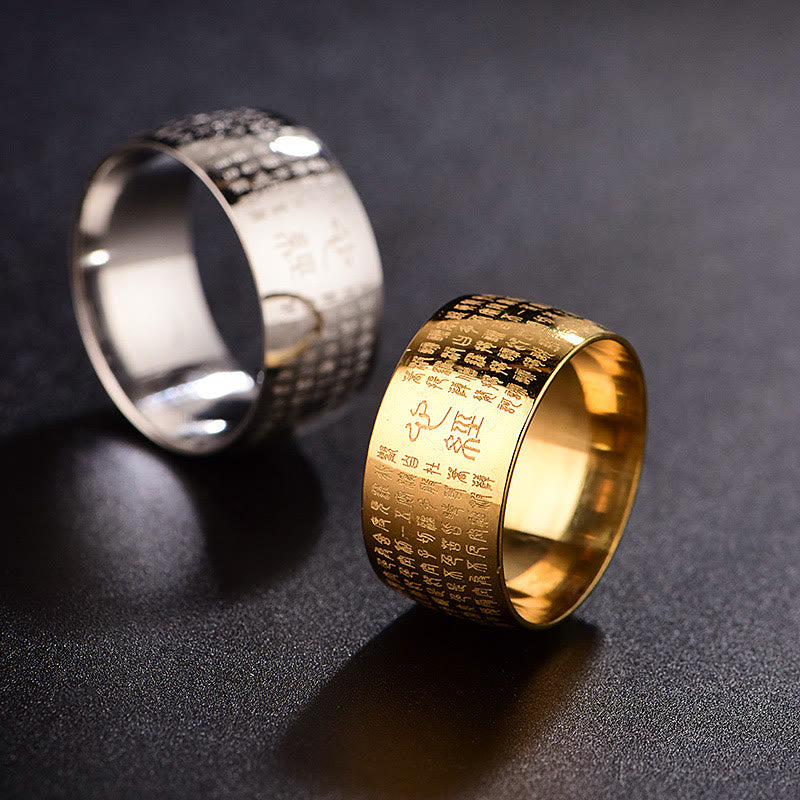 Ring Titanstahl Tibetisches Siegel Herzsutra – Balance Schutz Glück