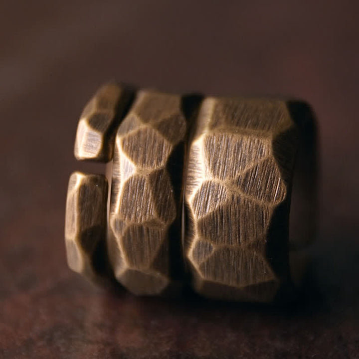Kupfer Ring Tibetisches Design Schnitzwerk Wohlstand Schutz Feng Shui Glück