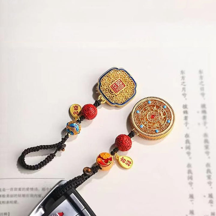 Schlüsselanhänger Fu Ruyi Glücksbringer Messing Cinnabar Feng Shui spirituell