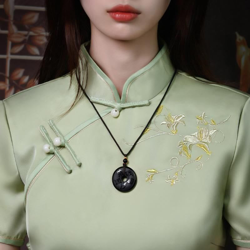 Schlüsselanhänger Obsidian – Kraft & Frieden Anhänger Frau Cheongsam spirituell