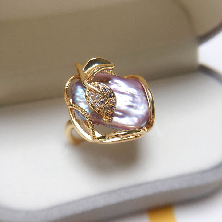 Ring Perle Blüte – Glück & Wohlstand Purple(Adjustable)