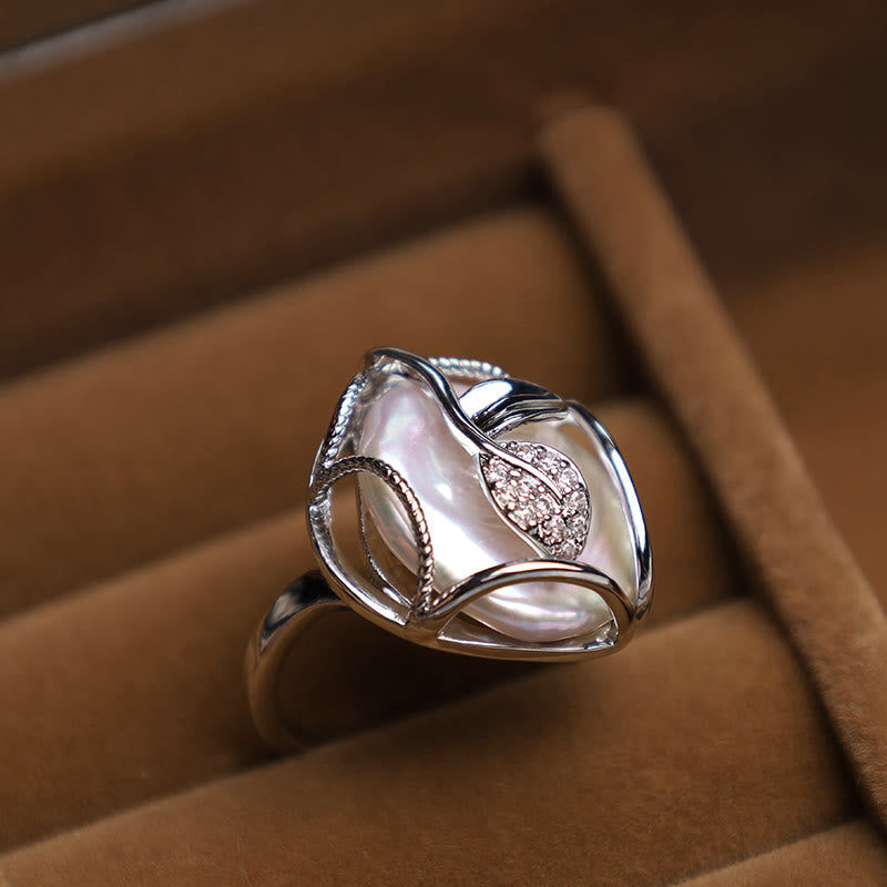 Ring Perle Blüte – Glück & Wohlstand Silver(Adjustable)