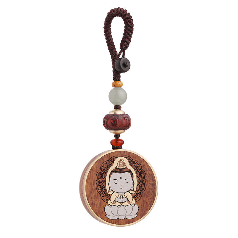 Schlüsselanhänger Buddha Ebenholz – Balance Holz Lotus Meditation spirituell handgefertigt