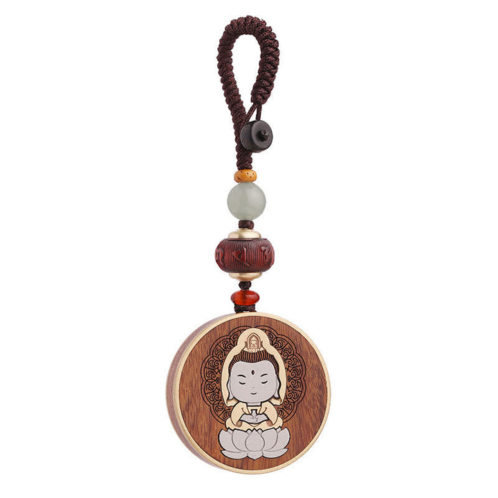 Schlüsselanhänger Buddha Ebenholz – Balance Holz Lotus Meditation spirituell handgefertigt
