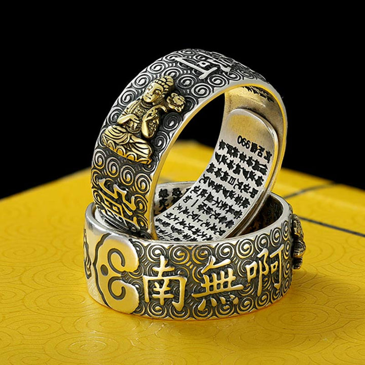 Verstellbarer Ring Buddha Sternzeichen Gold Silber Feng Shui Glück Wohlstand