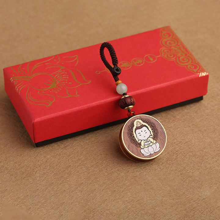 Schlüsselanhänger Buddha Ebenholz – Balance mit Geschenkbox spiritueller Glücksbringer