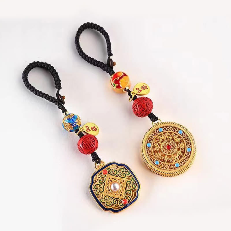 Schlüsselanhänger Fu Ruyi Glücksbringer Gold Zinnober Feng Shui Anhänger spirituell