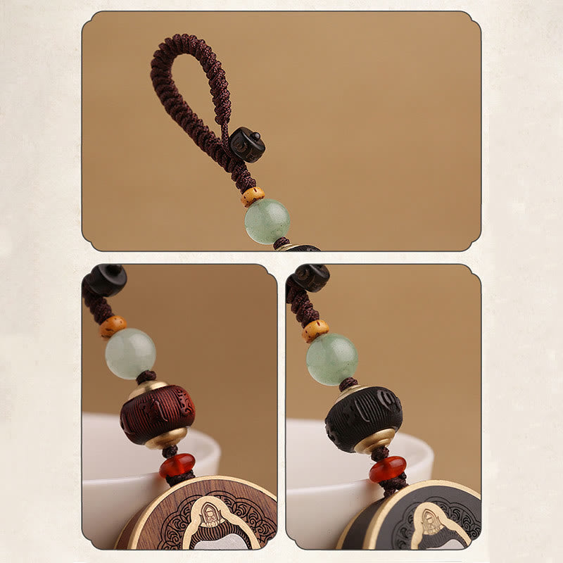 Schlüsselanhänger Buddha Ebenholz – Balance mit Jade Achat spirituelles Amulett