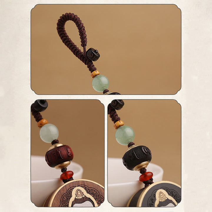 Schlüsselanhänger Buddha Ebenholz – Balance mit Jade Achat spirituelles Amulett