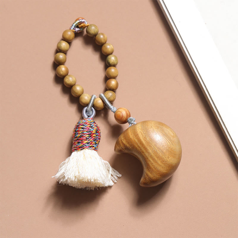 Schlüsselanhänger Sandelholz Stern Mond