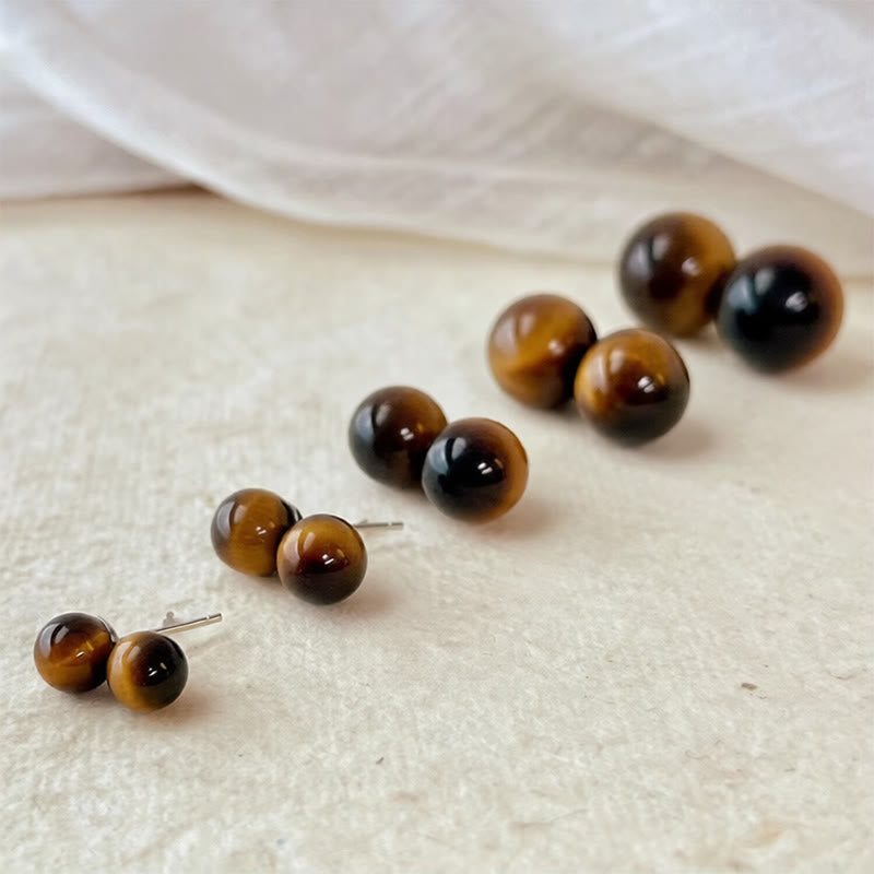 Tigerauge Ohrringe Schutz Ohrstecker Edelstein Schmuck spirituell Boho braun