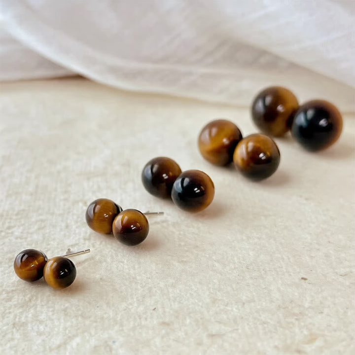 Tigerauge Ohrringe Schutz Ohrstecker Edelstein Schmuck spirituell Boho braun