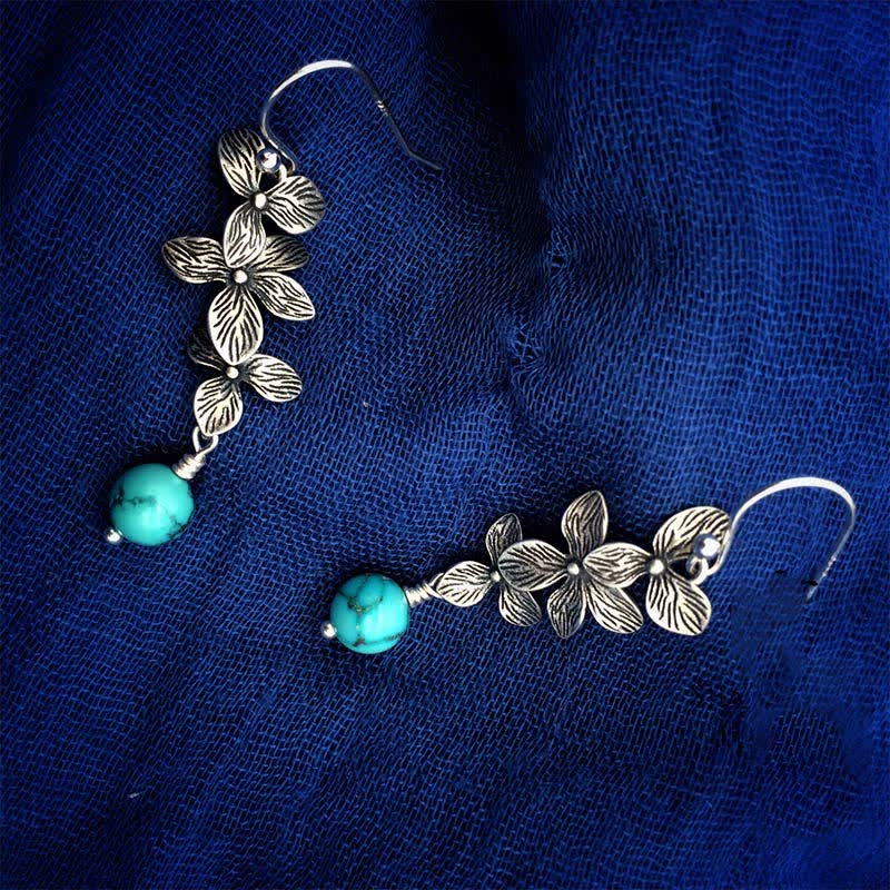 Türkis Ohrringe Silber Blume Boho Schmuck spirituell Ohrhänger Schutz Ruhe