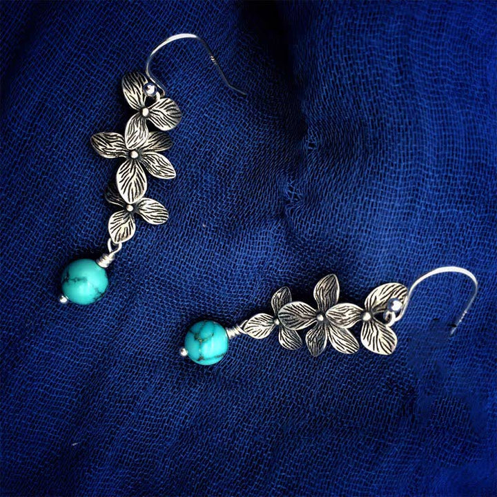 Türkis Ohrringe Silber Blume Boho Schmuck spirituell Ohrhänger Schutz Ruhe
