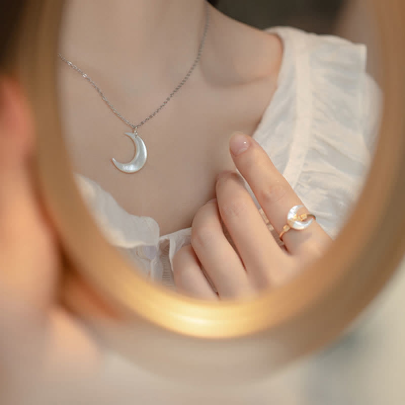 Ring 14K Gold Tridacna Mond – Segen Glück Schutz Fingerring