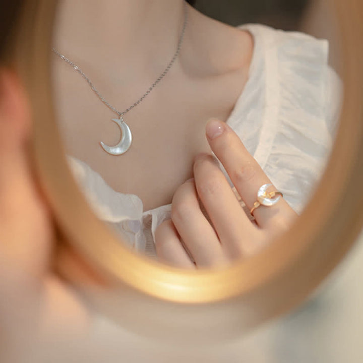 Ring 14K Gold Tridacna Mond – Segen Glück Schutz Fingerring