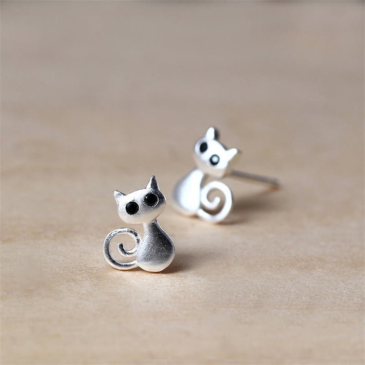 Ohrringe Silber Katze Segen niedliche Ohrstecker Boho Schmuck spirituell