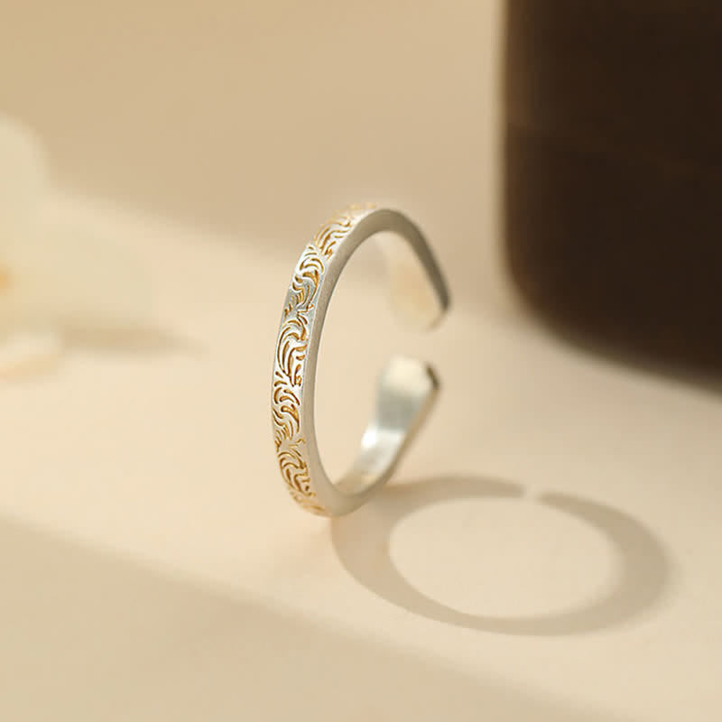 Ring 999er Silber Katzenpfote Balance mit feinem Wellenmuster