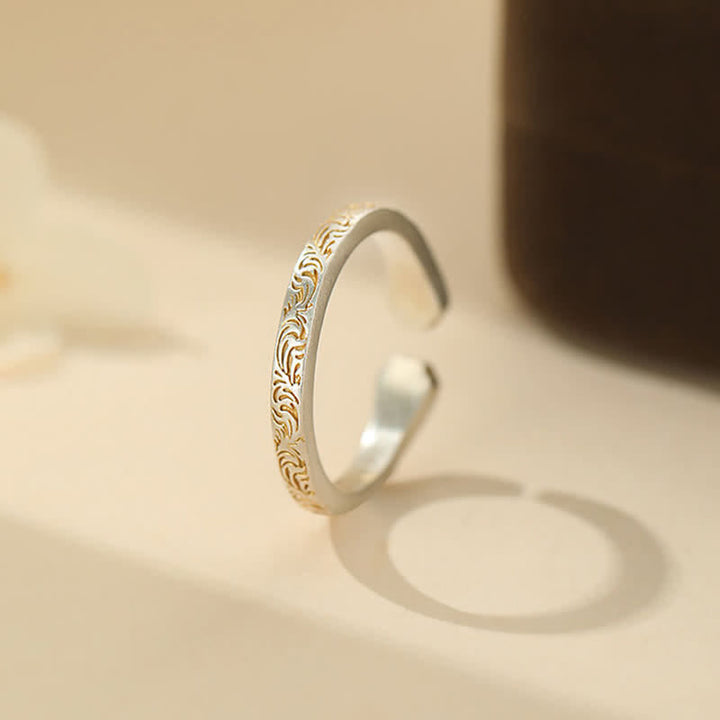 Ring 999er Silber Katzenpfote Balance mit feinem Wellenmuster