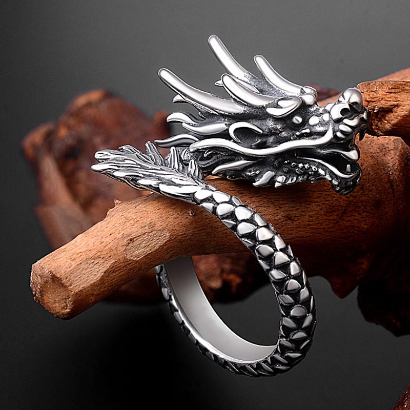 Silber Drachen Ring 999 Glück Schutz Stärke Fengshui Schmuck