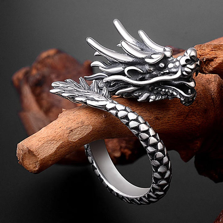 Silber Drachen Ring 999 Glück Schutz Stärke Fengshui Schmuck