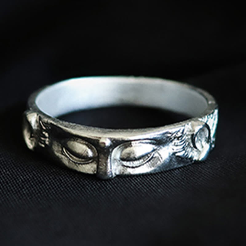 999 Silber Ring Buddhaauge Schutz Energie Fingerring Amulett