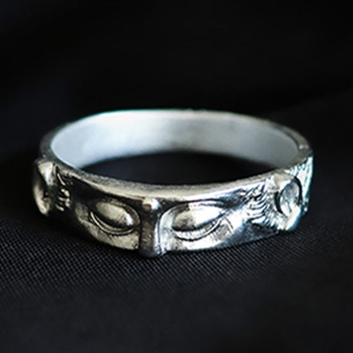 999 Silber Ring Buddhaauge Schutz Energie Fingerring Amulett