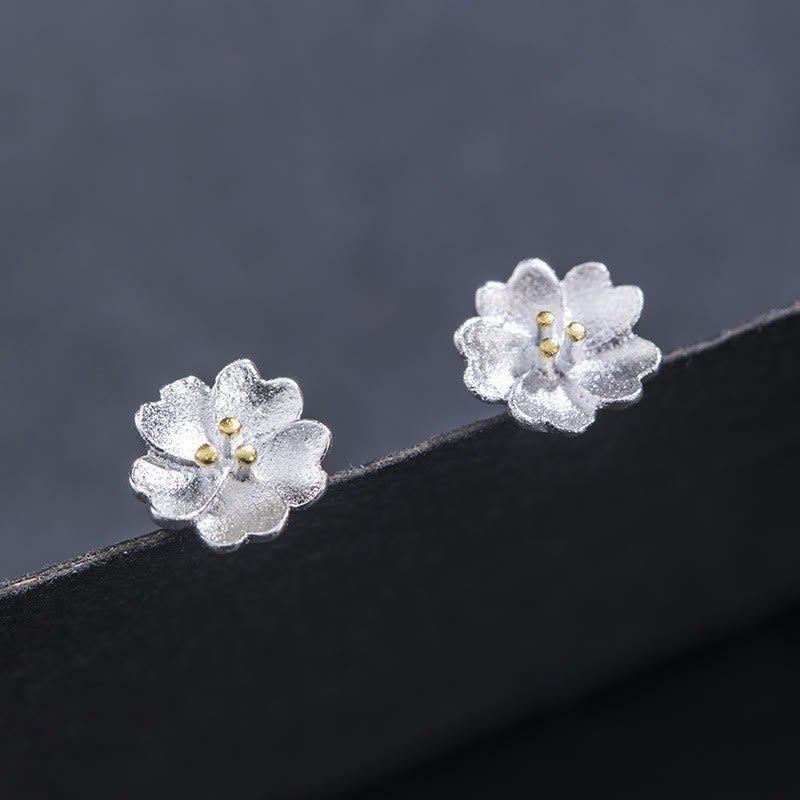 Ohrringe Silber Kirschblüte Ohrstecker Boho Schmuck zart floral spirituell