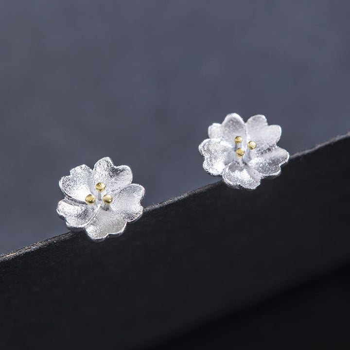 Ohrringe Silber Kirschblüte Ohrstecker Boho Schmuck zart floral spirituell