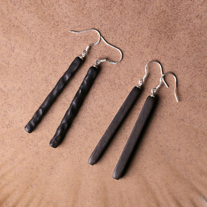 Ohrringe Ebenholz Silber Balance Frieden lange Ohrhänger Boho Schmuck spirituell