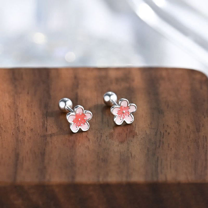Ohrringe Silber Pfirsichblüte Segen rosa Blüten Boho Schmuck spirituell Ohrstecker