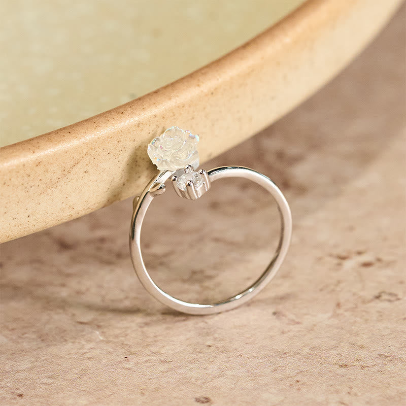 Ring 999er Silber Zirkon Blume Schutz funkelnder Schmuckring
