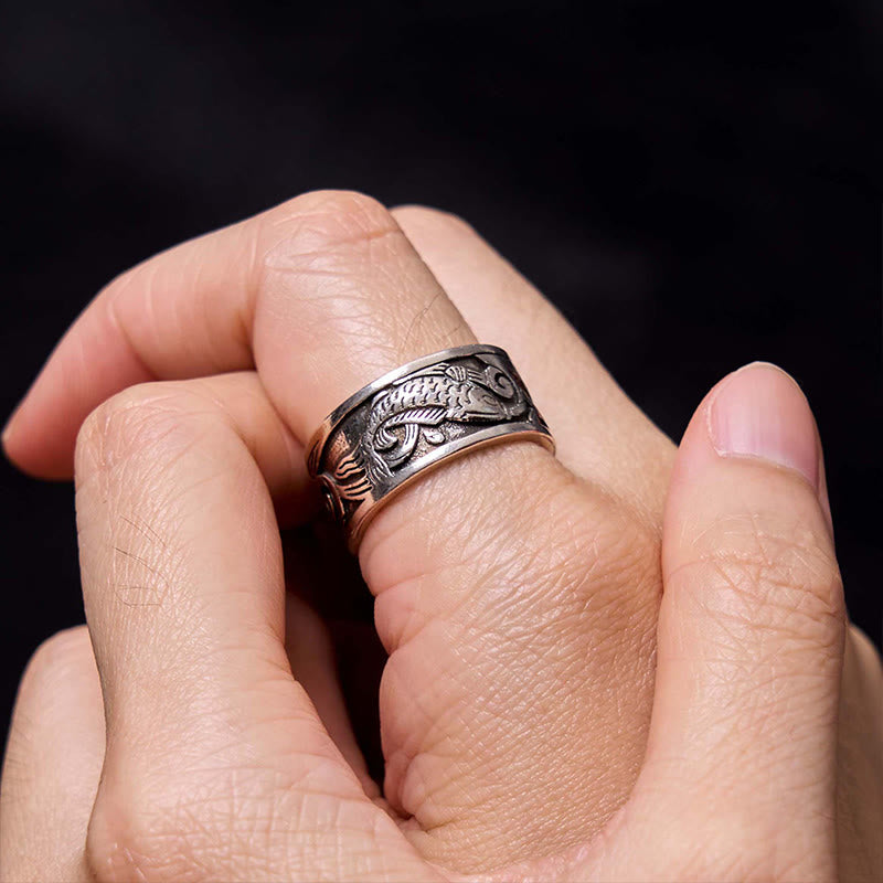Ring Koi Fisch Herzsutra Glück Wohlstand verziert Fengshui Fingerring