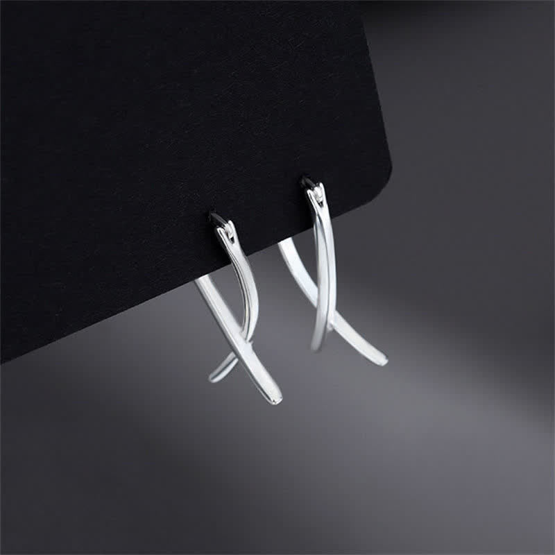 Ohrringe Kupfer Kreuz Geometrisch silber minimalistisch Boho Schmuck spirituell Ohrhänger