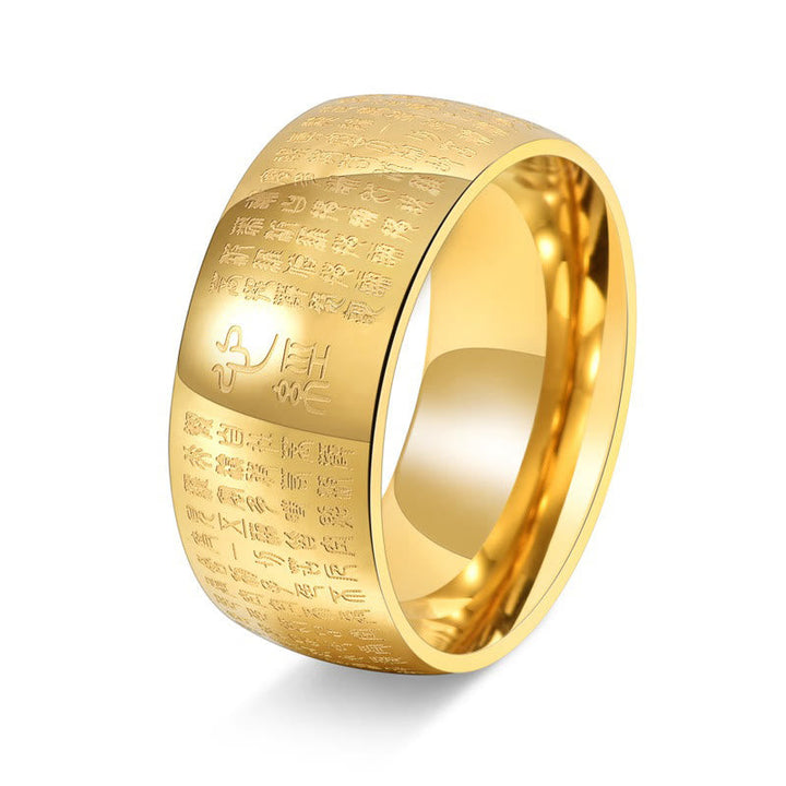 Goldring Tibetisches Siegel Herzsutra Gravur Balance Schutz Ring