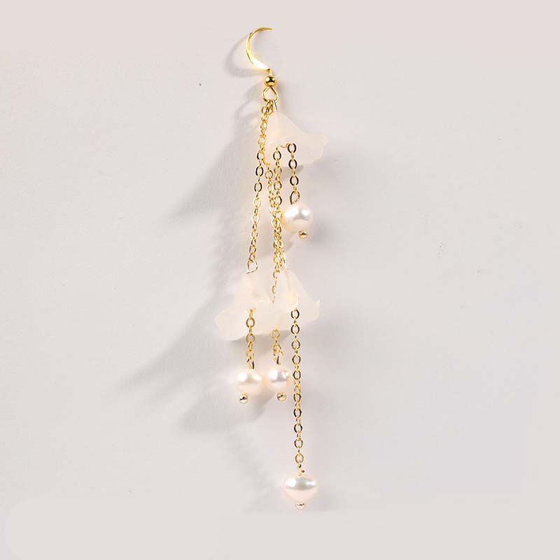 Ohrringe Perlen Blume Glück goldene Kette Boho Schmuck spirituell Ohrhänger
