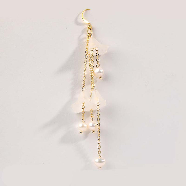 Ohrringe Perlen Blume Glück goldene Kette Boho Schmuck spirituell Ohrhänger