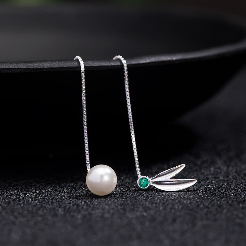 Perle Bambus Ohrringe Silber Kette Smaragd Glück Wohlstand Schmuck