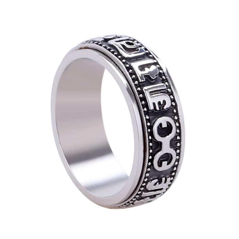Titanstahl Ring Om Mani Padme Hum Balance Meditation Spiritualität Schutz Glück