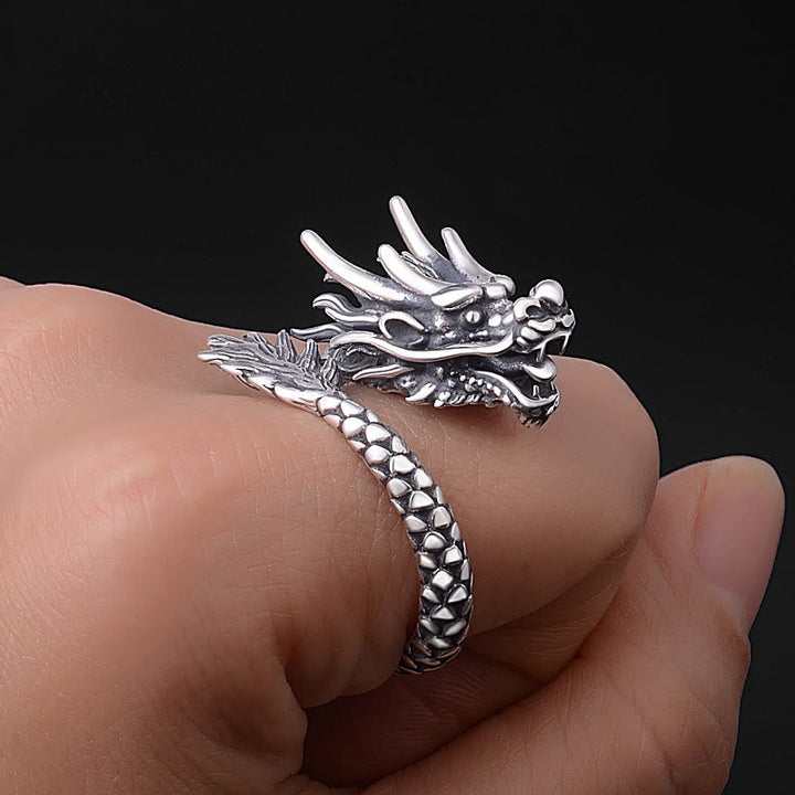 Ring 999 Silber Drachen Schutz Glück Stärke Feng Shui Fingerring