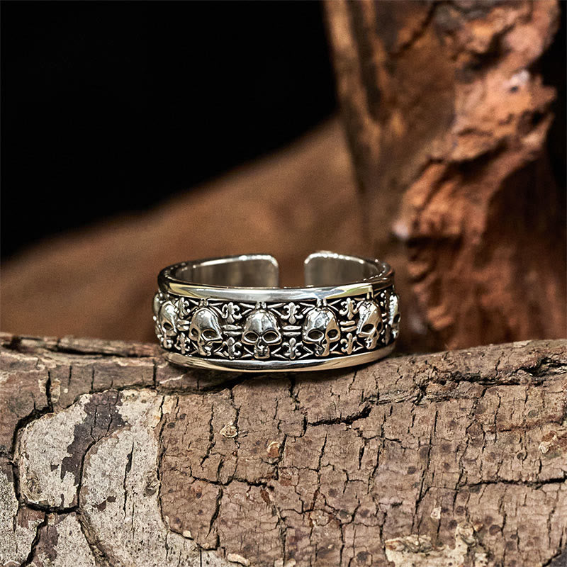 Ring Kupfer Schädel Neuanfang Holz Natur Schutz Glück Kraft Spirituell